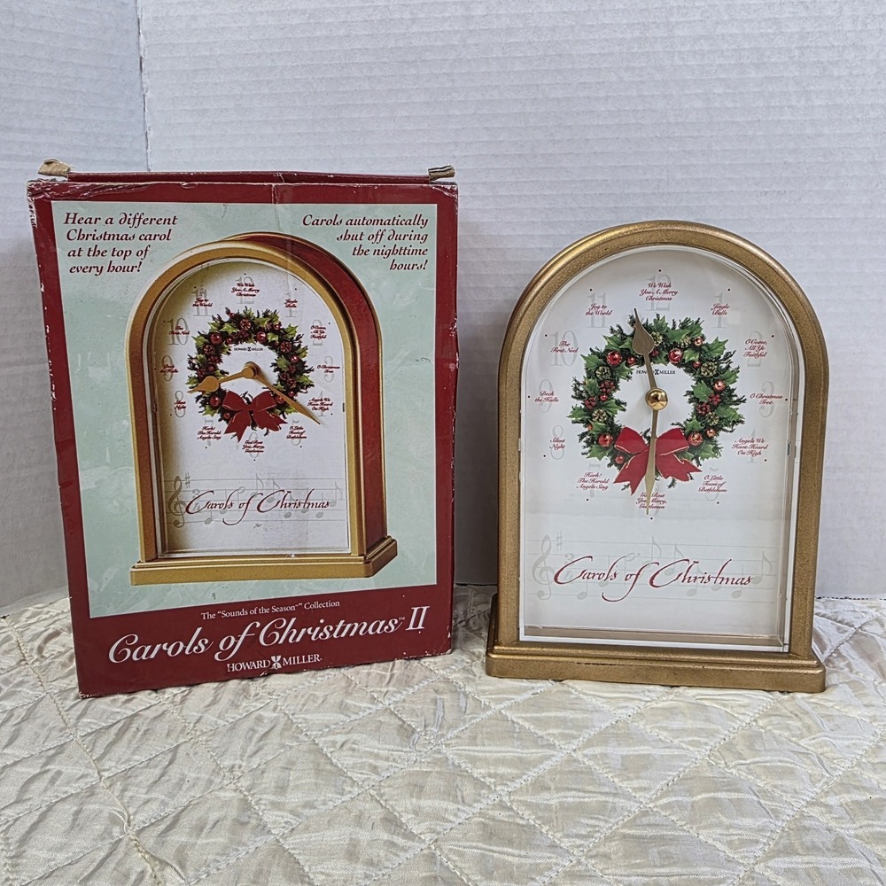 Vintage Howard Miller Carols of Christmas II Mantel Clock Play Songs Top of Hour
